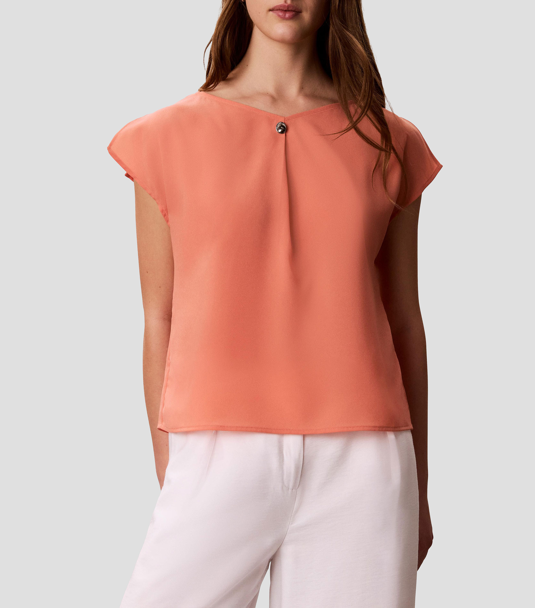 Blusa lisa manga corta Mujer